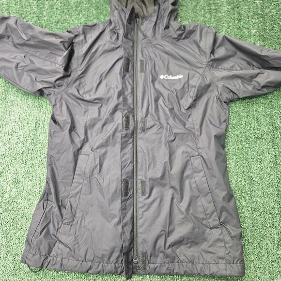 Columbia Jacket Women Small Black Hooded Windbreaker Rain Coat Omni Tech - Picture 4 of 10